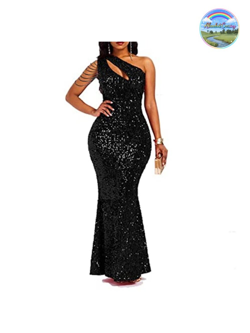 Sequin One Shoulder Tassel Bodycon Mermaid Evening Dress